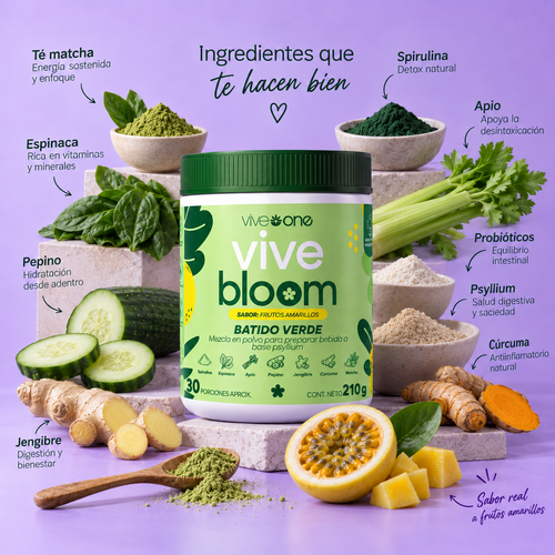 VIVE BLOOM · Batido verde  con probióticos y prebióticos