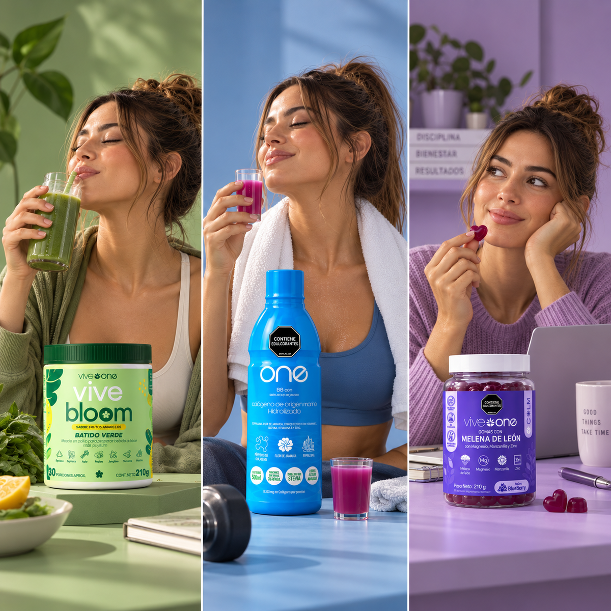 COMBO RITUAL COMPLETO Vive Bloom + One Colágeno + Vive Calm