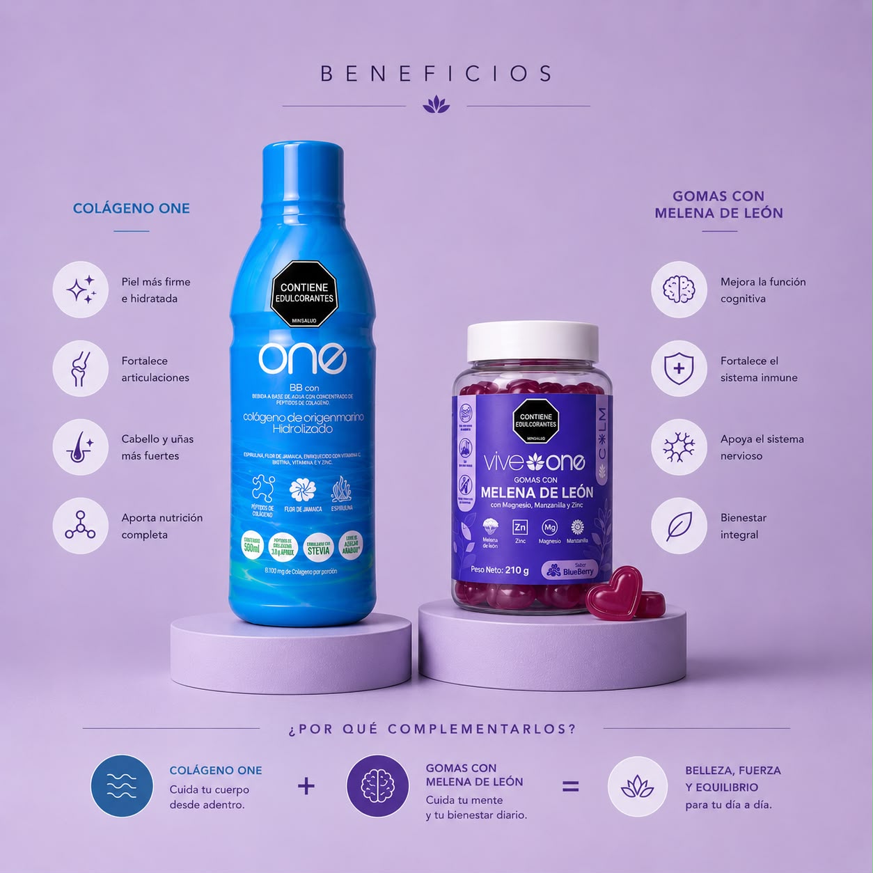 Combo Bienestar · Calma mental + Nutrición de piel | 1 mes